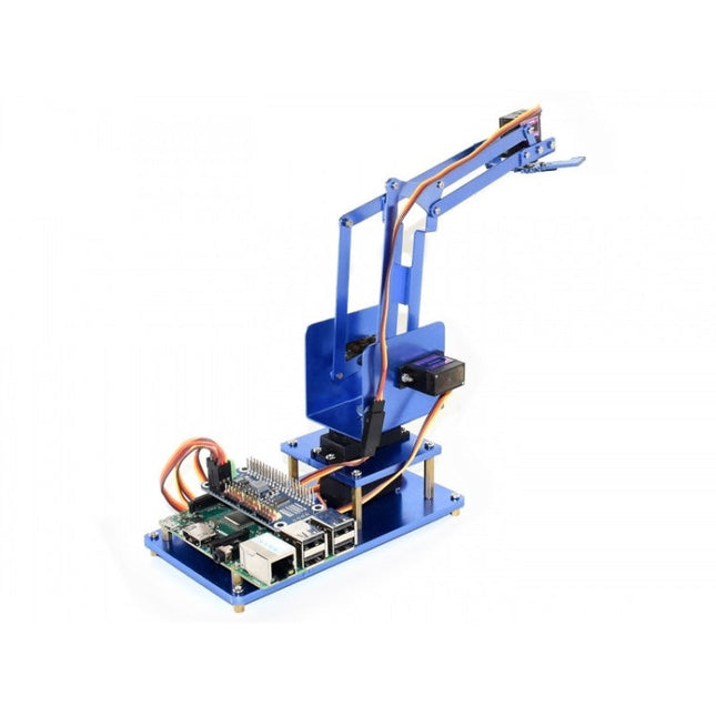 Waveshare 4-DOF Metal Robot Arm Kit for Raspberry Pi (Europe), Bluetooth / WiFi Remote Control, EU Plug