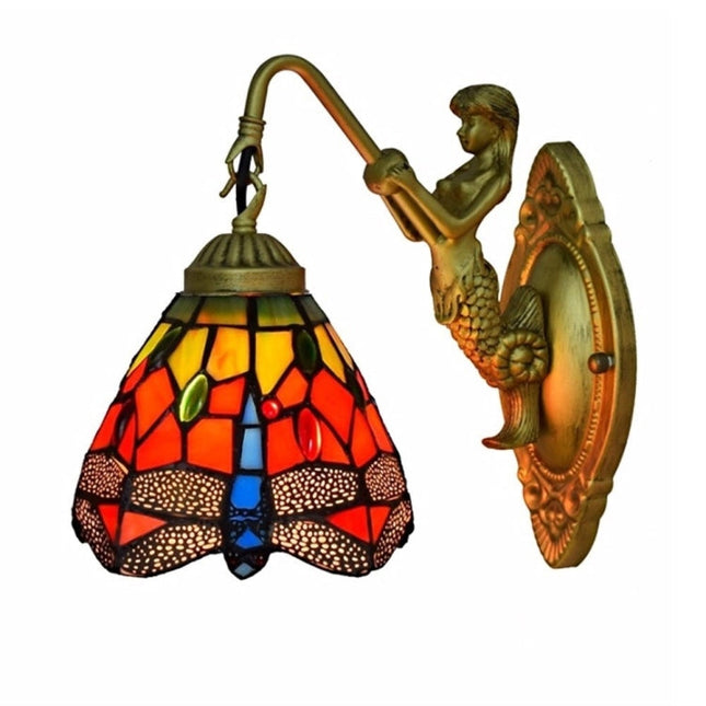 Retro Stained Glass Living Room Dining Room Bedroom Bar Club Aisle Wall Lamp