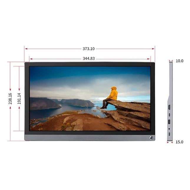 Waveshare 15.6 inch 1920x1080 Full HD Universal Portable IPS Touch Monitor, HD Port /Type-C, 15.6 inch / 16527