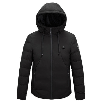 Men and Women Intelligent Constant Temperature USB Heating Hooded Cotton Clothing Warm Jacket, 7XL