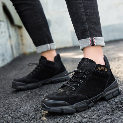 Jiefu Anti Smashing, Anti Piercing, Waterproof And Oil Resistant Electric Welding High Top Safety Shoes (Color:Sand Color Size:46), 45, 46