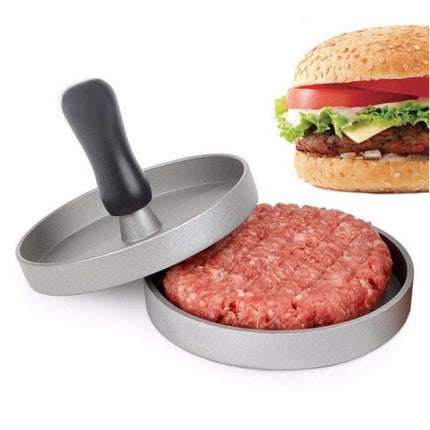 Household Food Grade Aluminum Alloy Kitchen Non-stick Coating Pressure Meat Patty Cake Hamburger Mold with 40 PCS Sided Silicone Papers, 1PC Black Handle