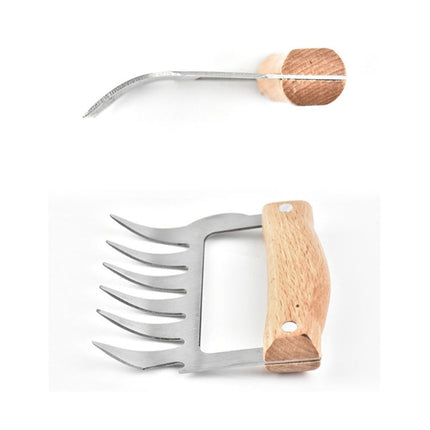 2 PCS Bear Claw Shaped stainless steel Barbecue Fork Chicken Shredded Wooden Handle  Anti-skid Creative Kitchen Fork Claw Meat Claw Splitter with, Meat Claw Splitter(Redwood), Meat Claw Splitter(Wood color)