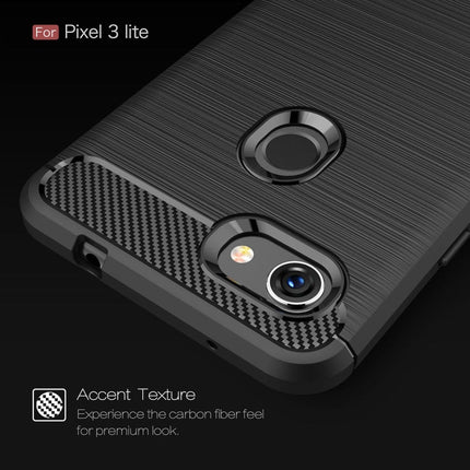 Brushed Texture Carbon Fiber Shockproof TPU Case for Google Pixel 3 Lite