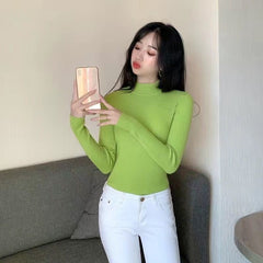 Autumn And Winter New Half Turtleneck Slim Fit Long Sleeve Inner Wear Knitwear For Women