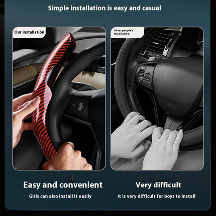 Car Carbon Fiber Pattern Glossy Car Steering Wheel Cover