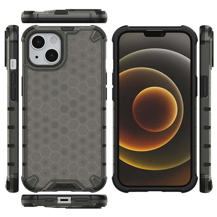 Shockproof Honeycomb Armour Black Case - For iPhone 13