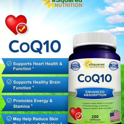 aSquared Nutrition CoQ10 400mg Max Strength – 200 Vegan Capsules