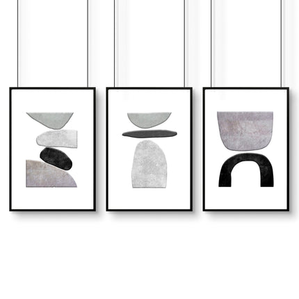 Abstract Painting Black And White | Set of 3 wall art prints