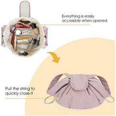 Barrel Drawstring Makeup Bag Large Capacity Women's Cosmetic Bag Toiletries Organizer Pouch Lady Travel Storage Case