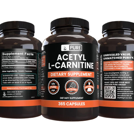 Pure Original Ingredients Acetyl L-Carnitine (365 Capsules) No Magnesium Or Rice Fillers, Always Pure, Lab Verified