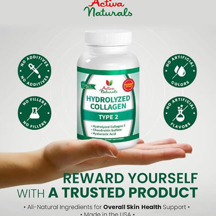 Activa Naturals Collagen Type 2 + Chondroitin & Hyaluronic - 120 Veg Capsules