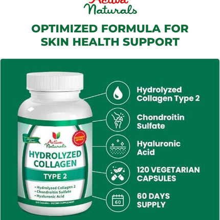 Activa Naturals Collagen Type 2 + Chondroitin & Hyaluronic - 120 Veg Capsules