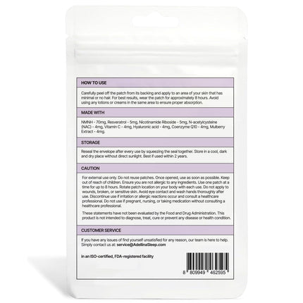 Adellina NAD+ Patches for Women 60 Count - Advanced NMNH Nicotinamide CoQ10 2 Months Pack