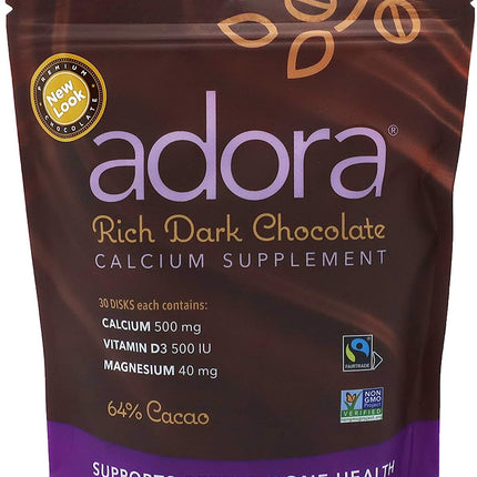 Adora Calcium Supplement Dark Chocolate – 30 ct (Pack of 6)