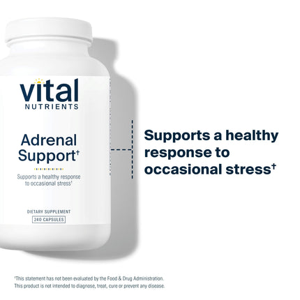 Vital Nutrients Adrenal Support - Stress Response & Energy Support, Gluten Free, 240 Capsules