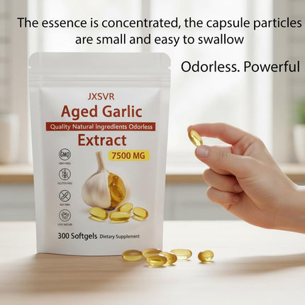 Aged Garlic Extract 300 Softgels, 7500mg Odorless | Heart & Immune Support