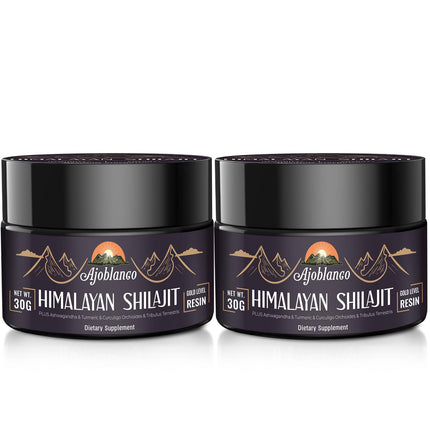 Ajoblanco 600mg Himalayan Shilajit Resin – Organic Ayurvedic Blend, Pack of 2 for Energy & Immunity