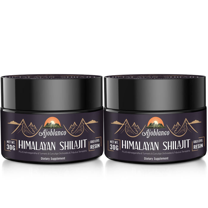 Ajoblanco 600mg Himalayan Shilajit Resin – Organic Ayurvedic Blend, Pack of 2 for Energy & Immunity