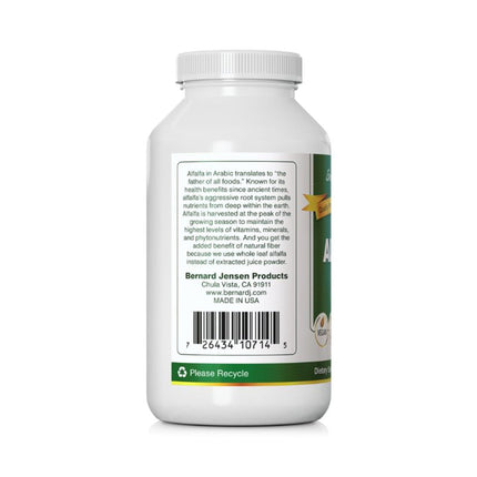 Bernard Jensen's Alfalfa Leaf Tablets 625mg – 500 Tablets