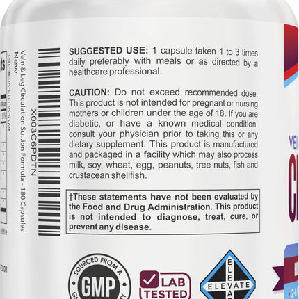 2-Month Vein & Leg Circulation Supplement | 180 Capsules