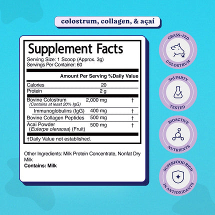 LUCI Colostrum, Collagen & Acai Powder | Gut Health, Immunity, Skin