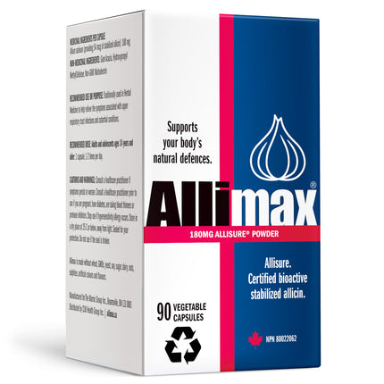 ALLIMAX 180mg 90 Capsules | Stabilized Allicin Garlic for Immune Support