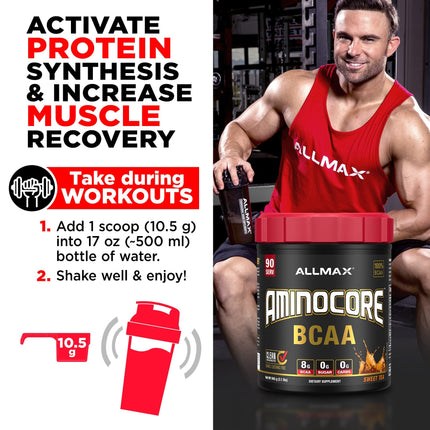 ALLMAX AMINOCORE BCAA Pineapple Mango – 945 g, 90 Servings, Sugar Free | No Fillers