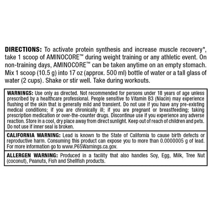 ALLMAX AminoCORE BCAA Pink Lemonade – 945 g, 90 Servings, 8.18 g BCAAs per Serving, Sugar Free, with B Vitamins