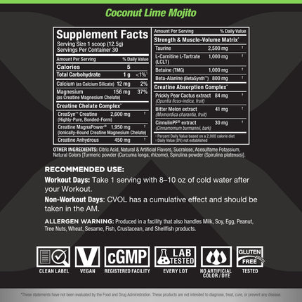 ALLMAX C:VOL Coconut Lime Mojito - Sugar Free Post-Workout Formula (30 Servings)