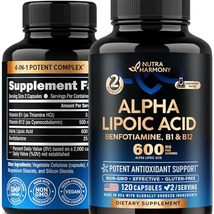 Alpha Lipoic Acid 600mg - ALA for Nerve & Energy Support | 120 Capsules