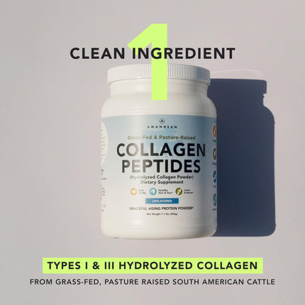 AMANDEAN Collagen Peptides Powder – 17.6oz, Grass-Fed, Unflavored