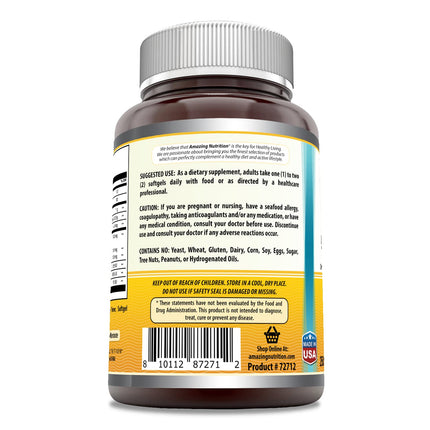 Amazing Omega Norwegian Cod Liver Oil 1250 mg Softgels – Omega-3 EPA/DHA + Vitamins A, D & E (Orange, 250 Count) | Amazing Nutrition