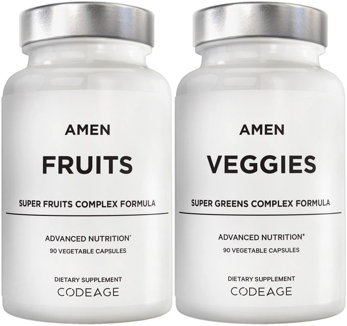 Amen Fruits + Veggies Vitamins Bundle | Raw Whole Food Multivitamin Capsules – Greens, Reds & Berries, Vegan, Non-GMO, 180 ct