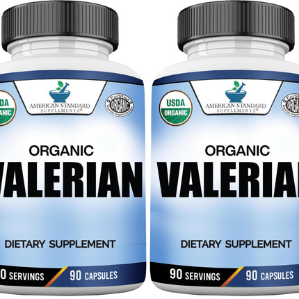 American Standard Organic Valerian – 90 Capsules, Pack of 2 | Vegan, Gluten Free, Non-GMO