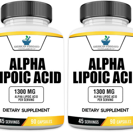 American Standard Alpha Lipoic Acid 1300mg per Serving - 90 Capsules, Pack of 2