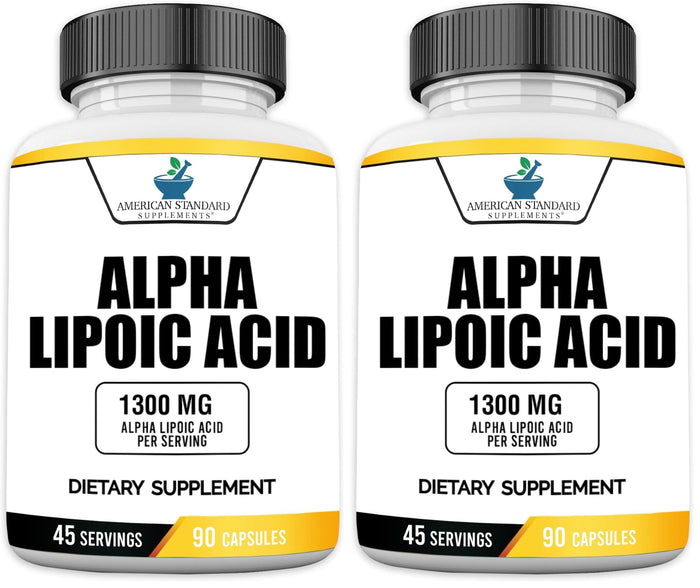 American Standard Alpha Lipoic Acid 1300mg per Serving - 90 Capsules, Pack of 2