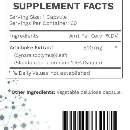 AMG Naturals Artichoke Extract Capsules – 7 mg Cynarin | Liver Support, Digestion & Estrogen Metabolism | Vegan & Gluten Free | 60 Capsules