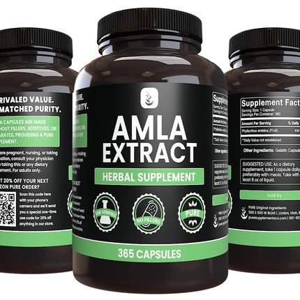 Amla Extract 365 Capsules – Pure Original Ingredients, Lab Verified