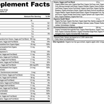 Ancient Nutrition Organic SuperGreens + Multivitamin Powder | 25 Servings, 7.5 oz