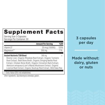 Ancient Nutrition Magnesium 300mg with Vitamin D – Immune Support, Enzyme Activated, Adaptogenic Herbs, Paleo & Keto Friendly | 90 Capsules