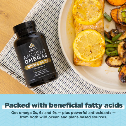 Ancient Omegas Whole Body by Ancient Nutrition – Wild-Caught Fish Oil, ALA/DHA/EPA/ETA, 90 Capsules