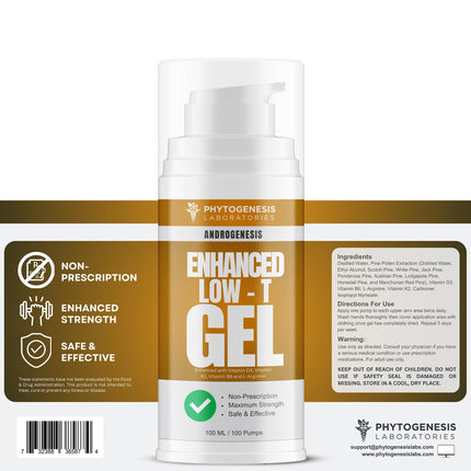 ANDROGENESIS Enhanced Formula – Low T Support Gel | T Booster for Men | D3, K2, B6, L-Arginine