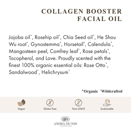 Anima Mundi Apothecary Collagen Booster Facial Oil – Hydrating Organic Plant-Based Oil (2oz/59ml)