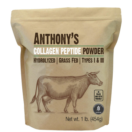Anthony's Collagen Peptide Powder 1 lb – Pure Hydrolyzed, Grass-Fed, Gluten Free, Keto & Paleo