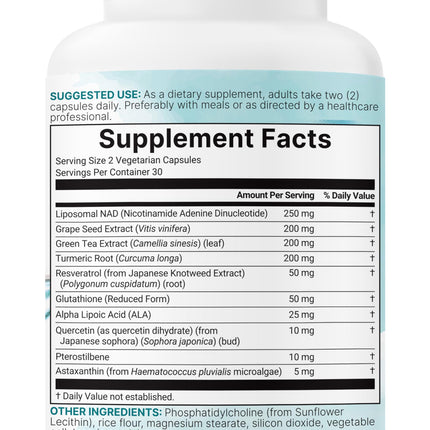 Liposomal NAD+ 1,000mg | 60 Veggie Capsules | Anti-Aging & Energy