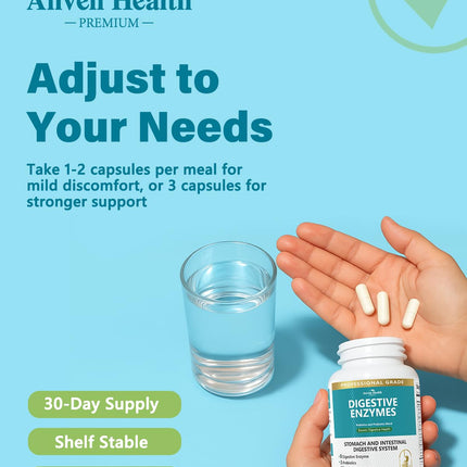 Anven Health 800mg Digestive Enzymes with Probiotics & Prebiotics – 270 Capsules (90-Day, Non-GMO)