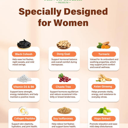 Anven Health Menopause Supplements – Probiotics, D3 & B6 | 270 Veggie Caps