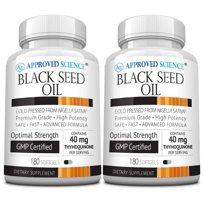 Approved Science Black Seed Oil - Cold Pressed Nigella Sativa - Boost Immunity, Respiratory, Cognitive, and Digestive Health - 2% Thymoquinone - 360 Softgels - Made in The USA