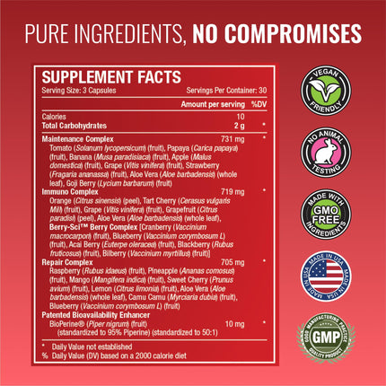 Approved Science Fruits & Veggies – 42 Fruits & Veggies Supplement, 180 Capsules (2-Month Supply)